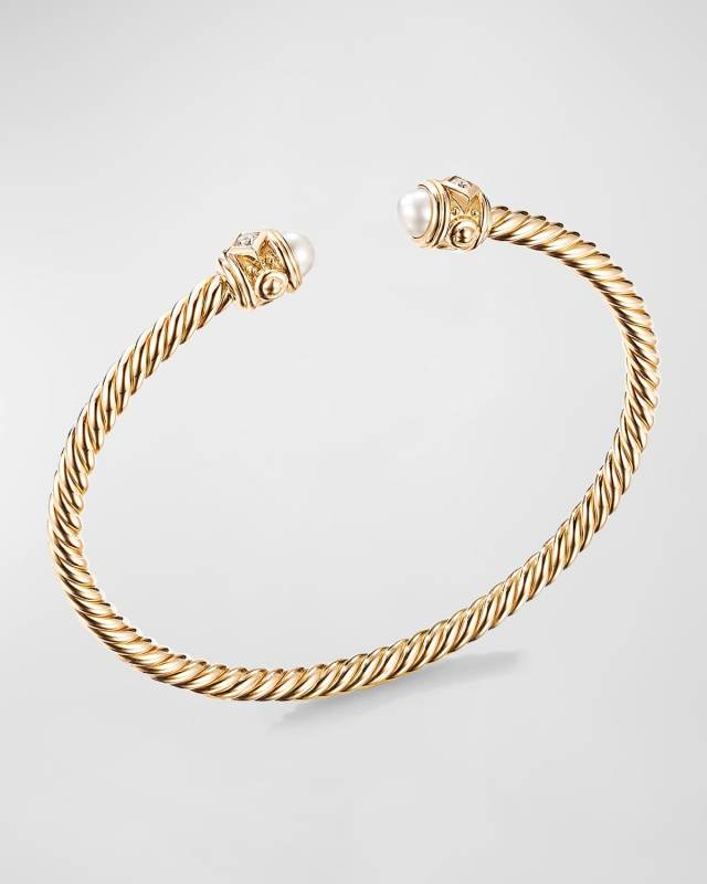 18K Renaissance Bracelet with Pearls and Diamonds, Size Large